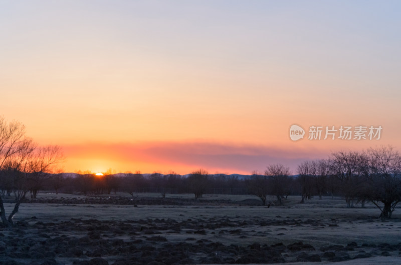 内蒙古呼伦贝尔额尔古纳湿地公园日落夕阳