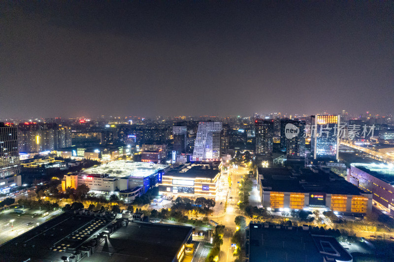 航拍四川成都城市夜景交通灯光