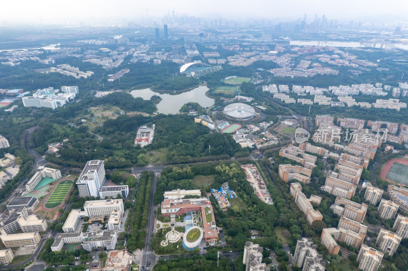 广州大学城建设航拍摄影图