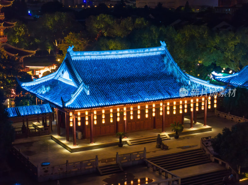 航拍苏州盘门景区中秋灯会夜景