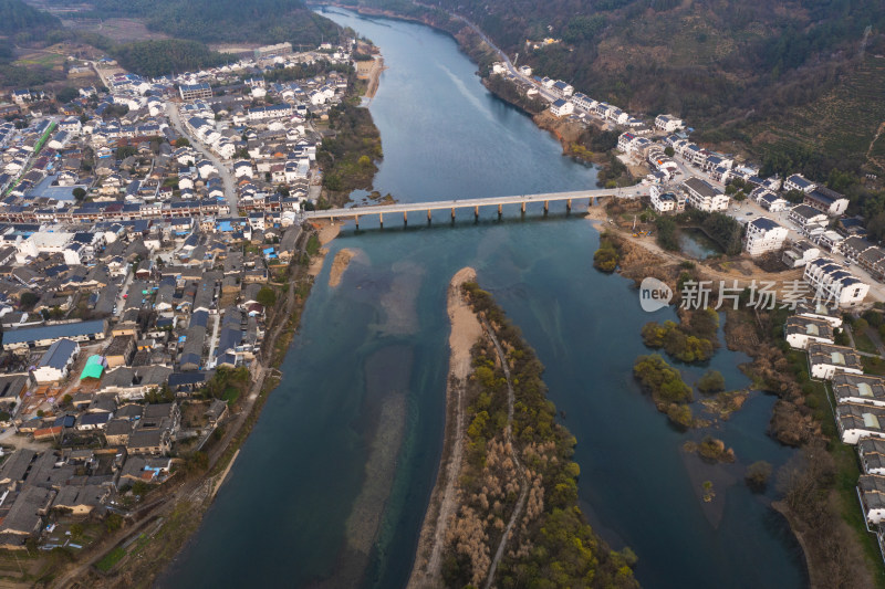 安徽省泾县桃花潭镇桃花潭景区航拍风光