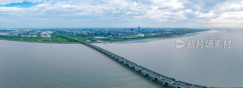 航拍上海奉贤南汇新城海滩临港滴水湖