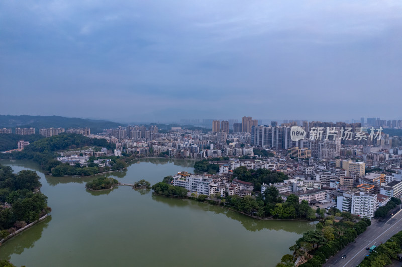 广东惠州西湖景区清晨航拍摄影图