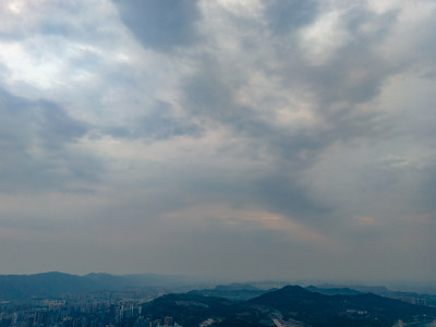 达州城市天空风景航拍图