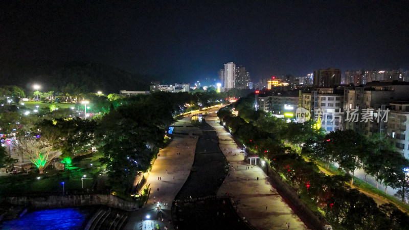 云浮城市夜景交通航拍图