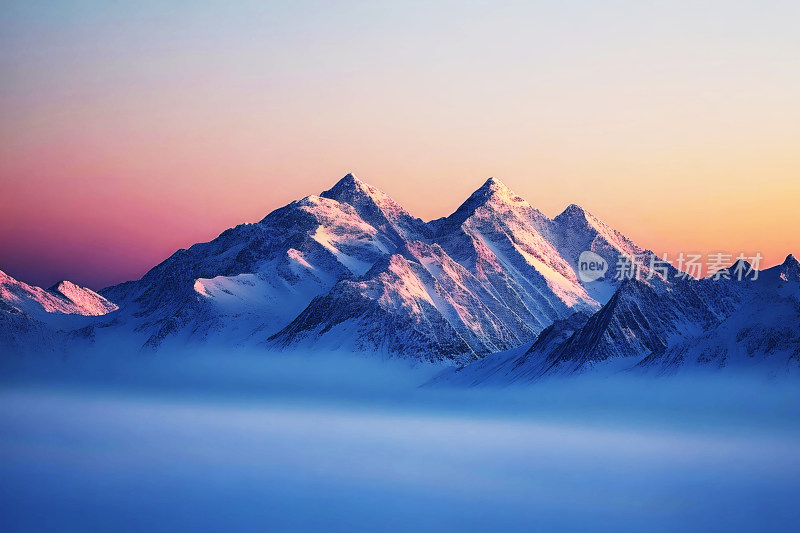 雪山风景冬天天空户外