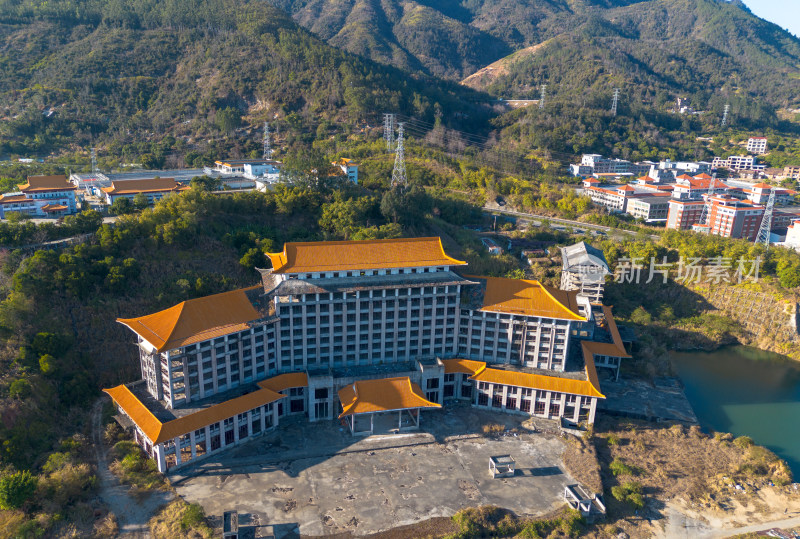 仙游城区依山傍水的城镇鸟瞰全景