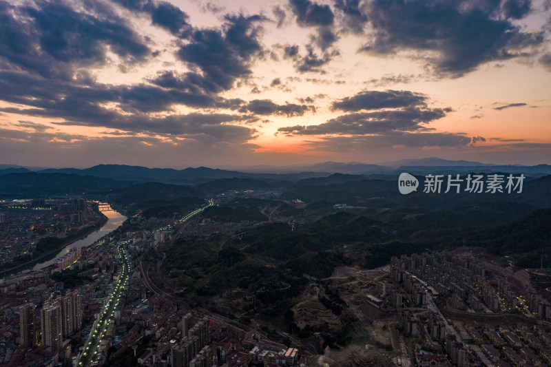 湖南湘西怀化日落晚霞夕阳