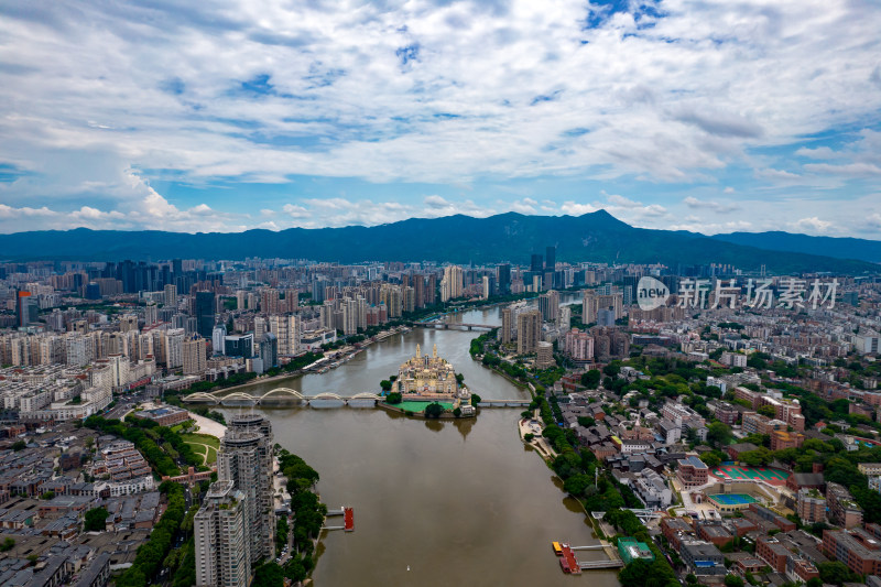 福建福州闽江三县洲大桥地标航拍摄影图