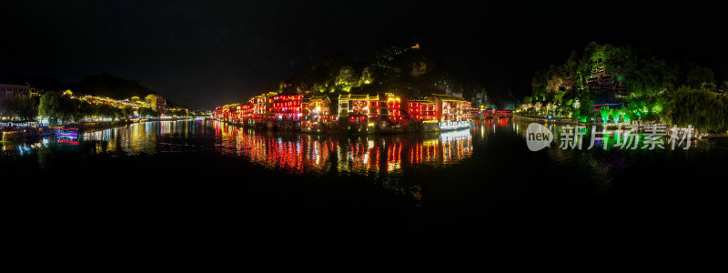 贵州贵阳城市夜景航拍全景图