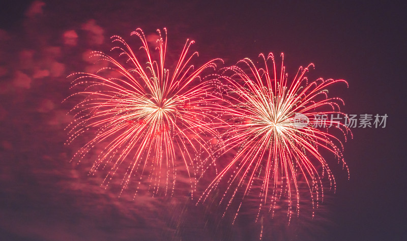 绚烂烟花绽放夜空的美丽景象