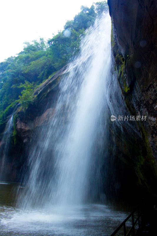 瀑布湖泊溪流风景背景