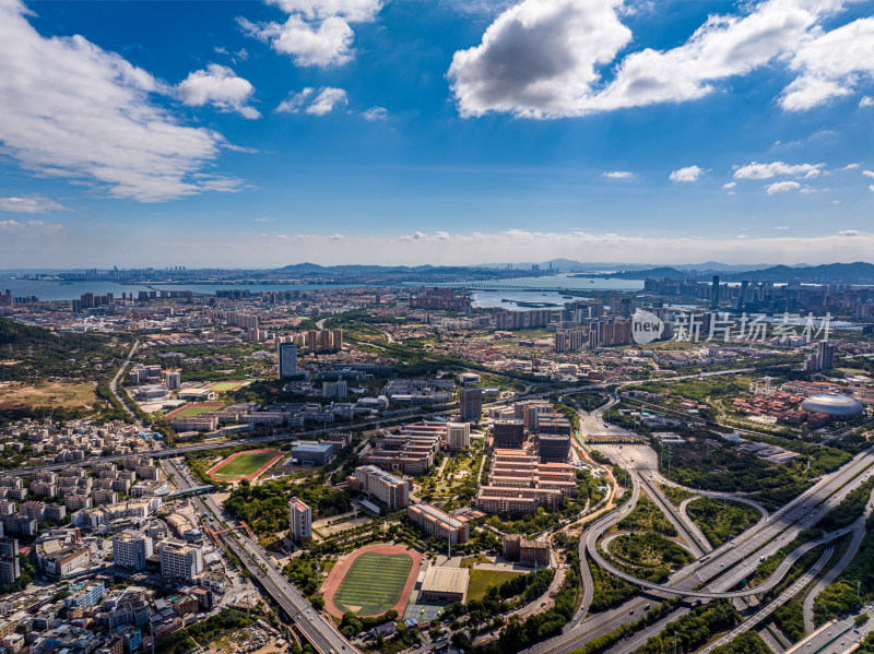 福建厦门互通集美区城市风景航拍