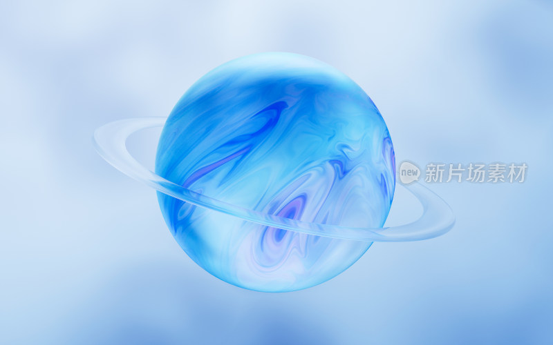 蓝色透明星球3D渲染