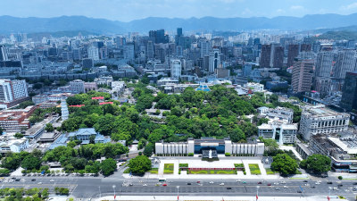 福州五一广场照片航拍福建大剧院于山堂风景