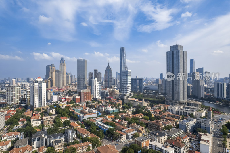 天津海河风景欧式风情街区城市建筑风光航拍