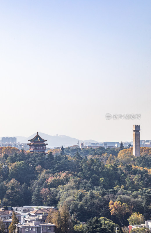 南京雨花台城市山林景观全景