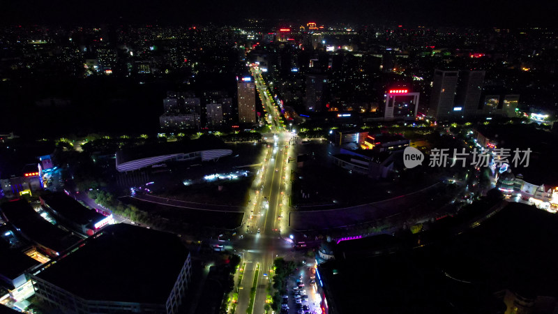 安徽蚌埠淮河广场夜景灯光航拍