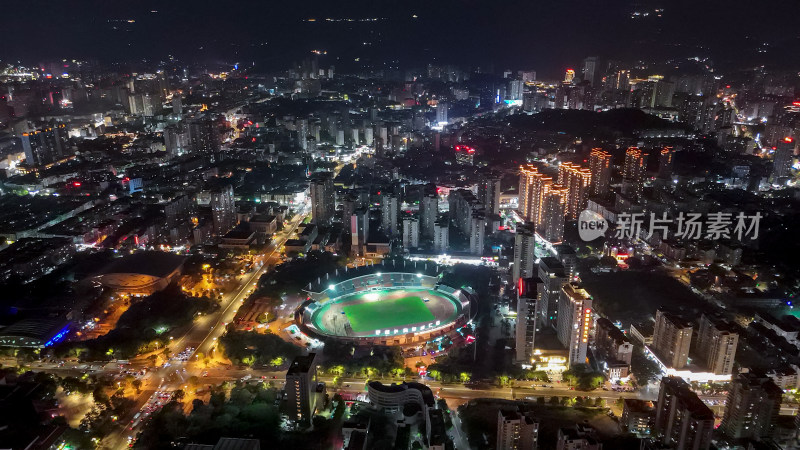 福建莆田城市大景夜景灯光航拍图