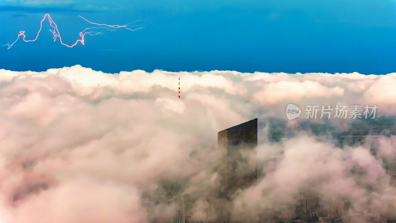 广州羊城雨后平流层闪电航拍高清照片