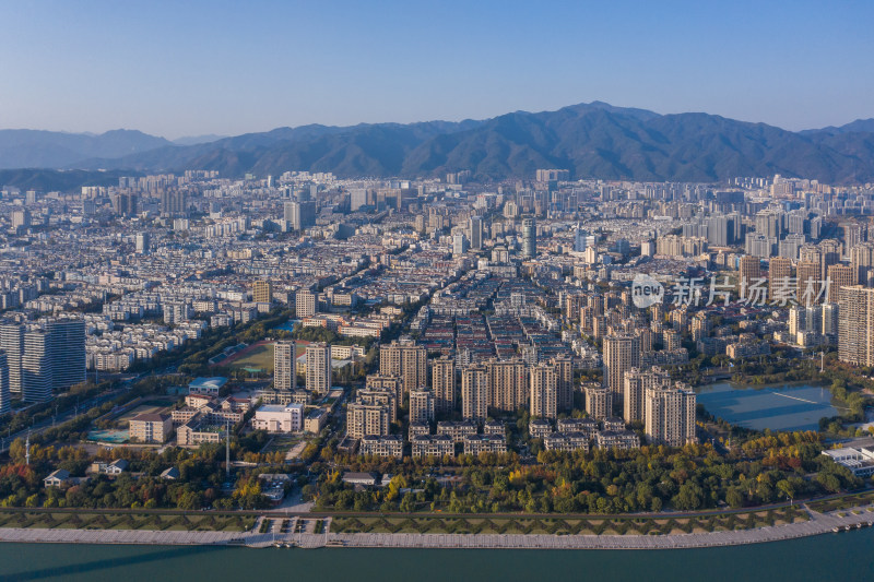 浙江丽水城区风光航拍全景