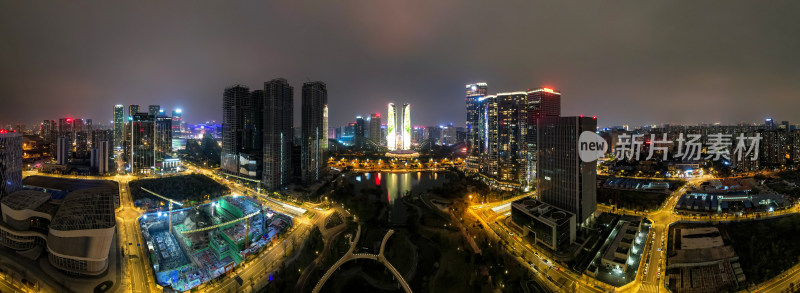 航拍四川成都城市夜景交通灯光