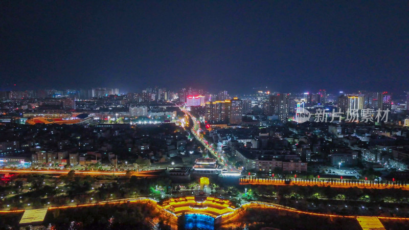 陕西安康夜景安康移民博物馆夜景航拍