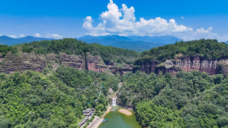 泰宁大金湖天迹水帘景区航拍图