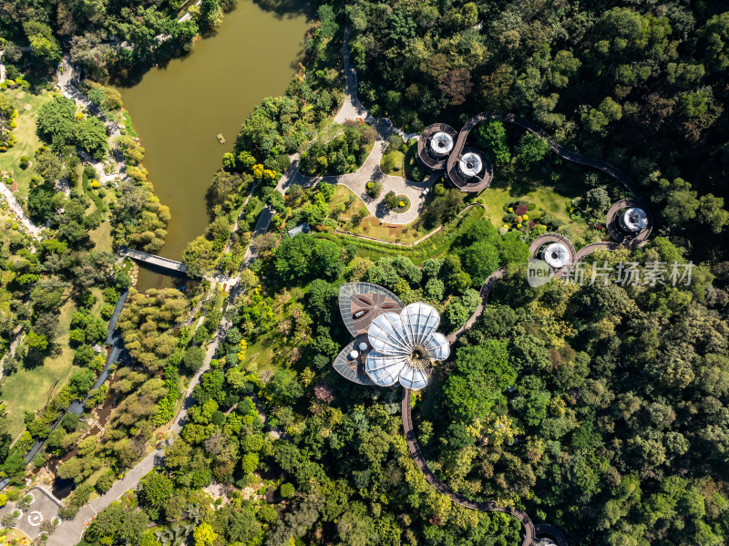 广州云萝植物园实景高空航拍照片