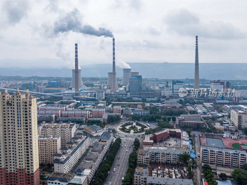 中国东北辽宁阜新市区城市风景航拍