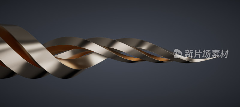 流动渐变的金属曲面3D渲染