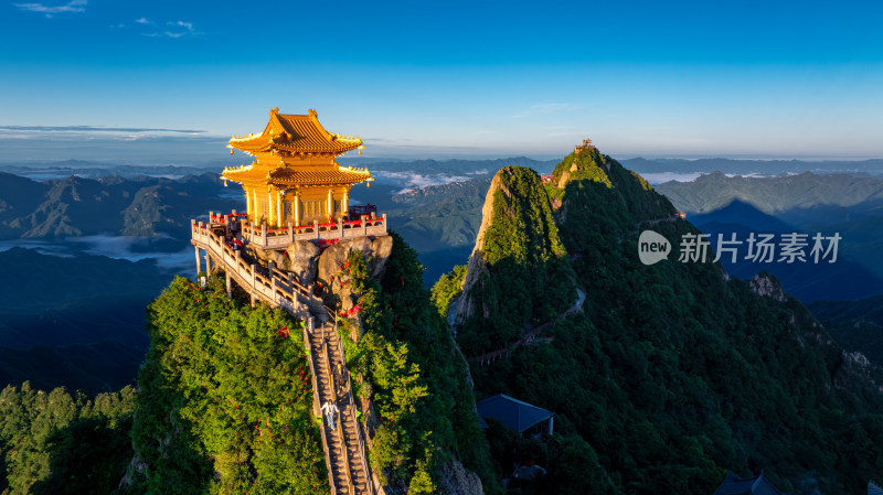 河南老君山金顶建筑群航拍