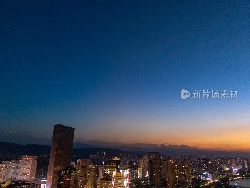 兰州城市夜景航拍图