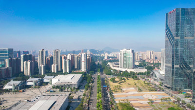 广东江门城市大道交通航拍图