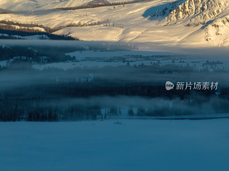 新疆北疆阿勒泰喀纳斯冬季雪景童话世界航拍