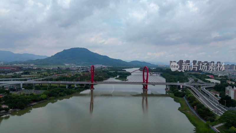 航拍福建漳州芝山大桥