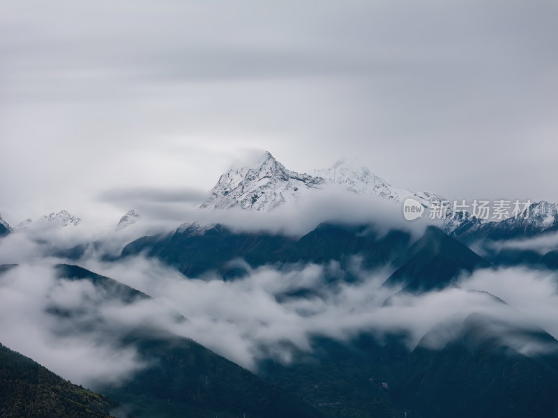 西藏林芝索松村南迦巴瓦峰雪山航拍