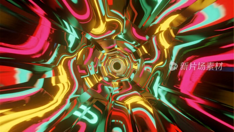 抽象彩色隧道光影素材