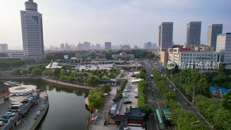 山东济宁城市风光交通城市建设航拍