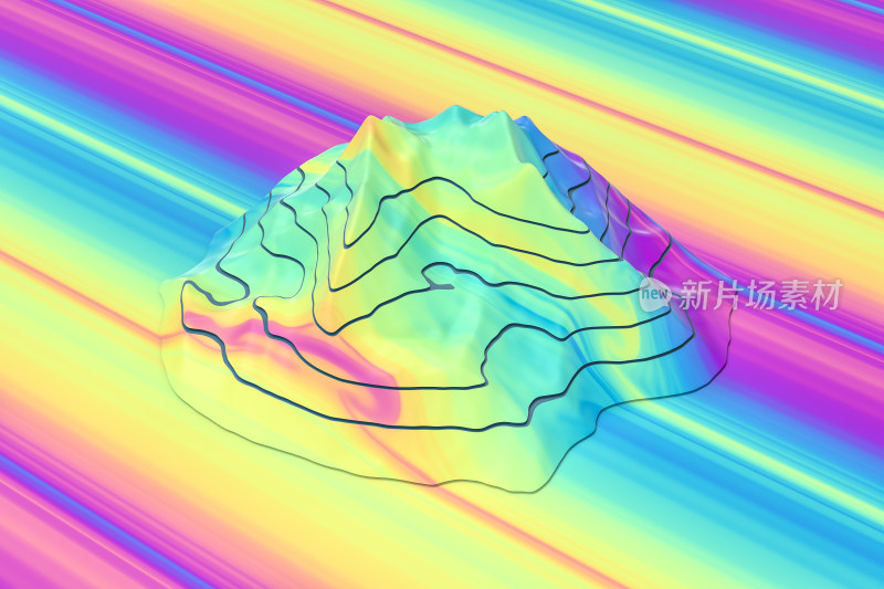 等高线三维概念背景 3D渲染