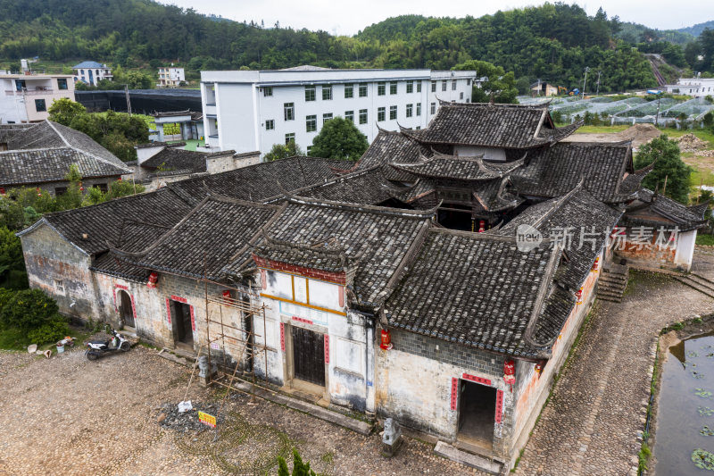 福建连城永隆廊桥景区晨曦航拍