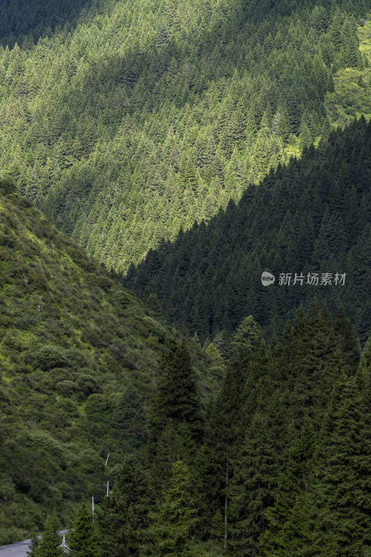 夏天长焦视角下的山川峡谷自然风光