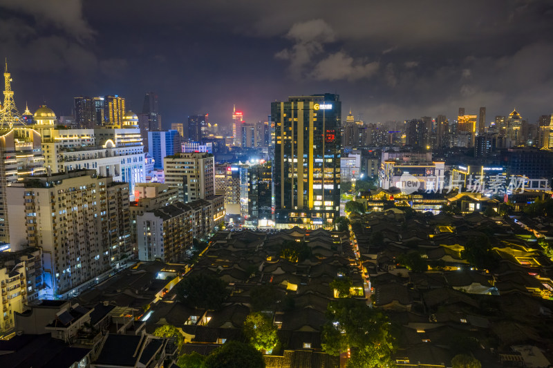 航拍福州三坊七巷夜景