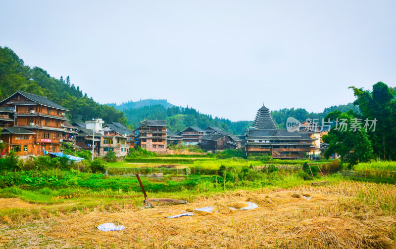 广西柳州三江程阳八寨乡村田园自然风光