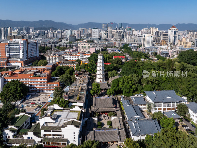 福建福州白塔报恩定光多宝塔航拍