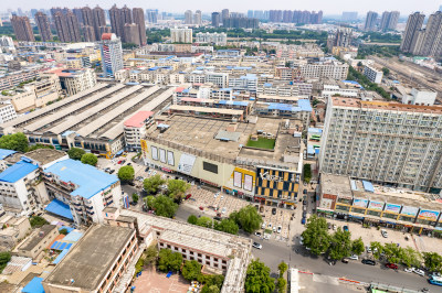 河南漯河火车站周边建筑航拍图
