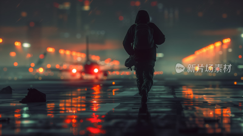 夜晚背着背包独行的人