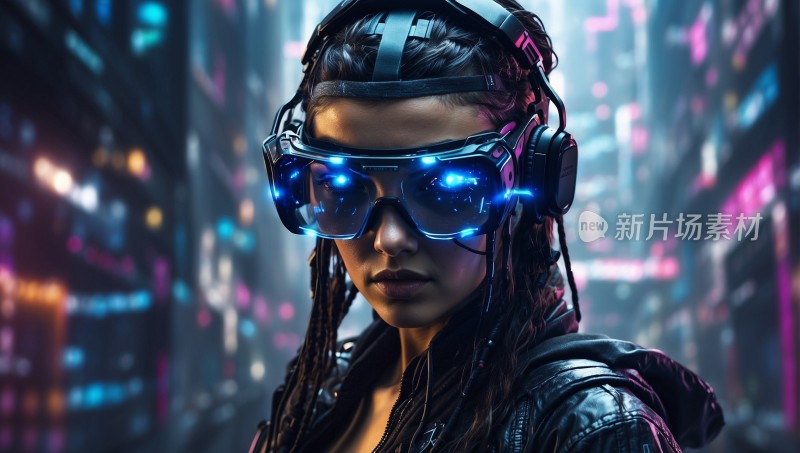 未来科幻赛博朋克智能眼镜虚拟现实背景