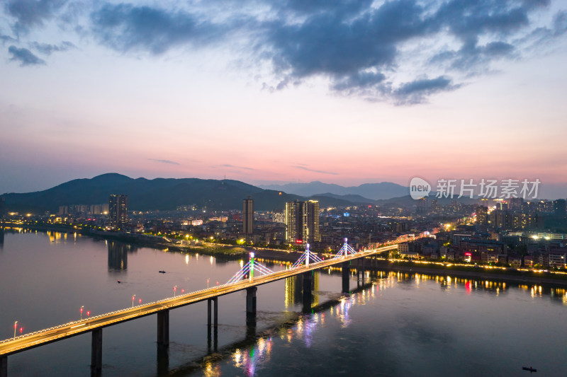 衡阳市湘江大桥夜景航拍