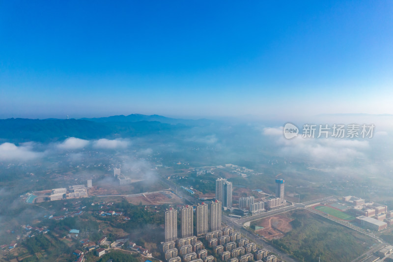 城市清晨云海风景航拍摄影图